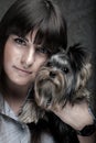 Young girl with her Yorkie puppy Royalty Free Stock Photo