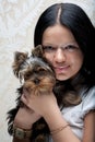 Young girl with her Yorkie puppy Royalty Free Stock Photo