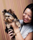 Young girl with her Yorkie puppy Royalty Free Stock Photo