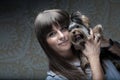 Young girl with her Yorkie puppy Royalty Free Stock Photo