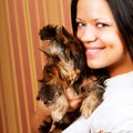 Young girl with her Yorkie puppy Royalty Free Stock Photo