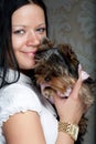 Young girl with her Yorkie puppy Royalty Free Stock Photo