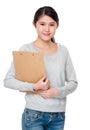 Young girl hold with clipboard Royalty Free Stock Photo