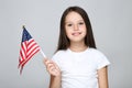 Young girl holding american flag Royalty Free Stock Photo