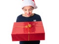 Young girl holding a Christmas present Royalty Free Stock Photo