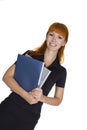 Young girl holding files