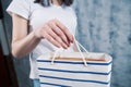 Young girl holding a gift bag Royalty Free Stock Photo