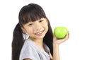 Young girl holding green apple Royalty Free Stock Photo