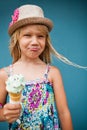 Young girl holding ice cream cone Royalty Free Stock Photo