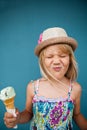 Young girl holding ice cream cone Royalty Free Stock Photo