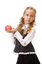 Young girl holding red apple Royalty Free Stock Photo