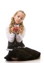 Young girl holding red apple Royalty Free Stock Photo