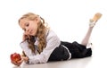 Young girl holding red apple Royalty Free Stock Photo