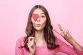 Girl holding red heart Royalty Free Stock Photo