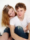 Young girl hugging his boyfriend Royalty Free Stock Photo