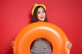 Young girl with inflatable ring