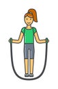 Young girl jumping rope fitness, sport, training, park and lifestyle concept vector. Royalty Free Stock Photo