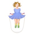 Young girl jumping skipping rope Royalty Free Stock Photo