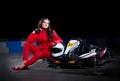 Young girl karting racer Royalty Free Stock Photo