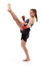 Kickboxing girl on white Royalty Free Stock Photo