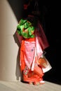 Young girl in Kimono shadow Royalty Free Stock Photo
