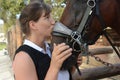 Young Girl Kissing Horse. Royalty Free Stock Photo