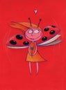 Young girl with ladybird wings Royalty Free Stock Photo