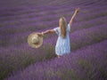 Young girl in the lavander fields. France - Provence Royalty Free Stock Photo