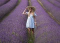 Young girl in the lavander fields. France - Provence Royalty Free Stock Photo