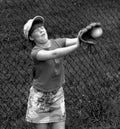 Young girl learns to catch a baseball in Maryland