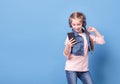 Young girl listening to music with headphones Royalty Free Stock Photo