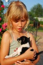 Young girl with little puppy