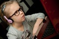 Young girl looking at laptop screen Royalty Free Stock Photo