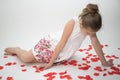 Young girl in love looking down thoughtfully Royalty Free Stock Photo