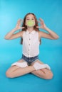 Young girl making a big bubble with a chewing gum Royalty Free Stock Photo