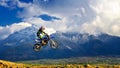 Young girl with motocross bike in Romania. Extreme sports Royalty Free Stock Photo