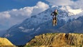 Young girl with motocross bike in Romania. Extreme sports Royalty Free Stock Photo