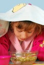 Young girl making inhalation Royalty Free Stock Photo