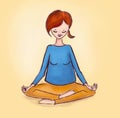 Young Girl Making Lotus Yoga Pose. Padmasana Royalty Free Stock Photo