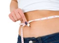 Young girl measuring waist Royalty Free Stock Photo