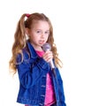 Young girl with microphone