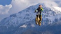 Young girl with motocross bike in Romania. Extreme sports