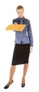 Young girl in the office clothes and with a yellow Royalty Free Stock Photo