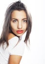 Young girl with orange lips Royalty Free Stock Photo
