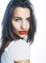 Young girl with orange lips Royalty Free Stock Photo