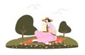 Young girl painting sitting on grass in park. Female plein air artist drawing in fresh open air Royalty Free Stock Photo