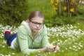 Young girl picking daisies Royalty Free Stock Photo