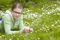 Young girl picking daisies Royalty Free Stock Photo