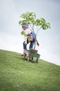 Young girl planting tree in park eco-aware Royalty Free Stock Photo