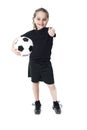 Young girl play soccer ball, Isolated over white Royalty Free Stock Photo